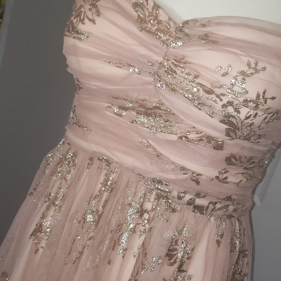 tulle mini dress with gold print details. - Picture 7 of 14